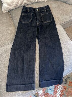 Maeve by Anthropologie Dark Blue Wide-Leg Jeans size 26 like new!
